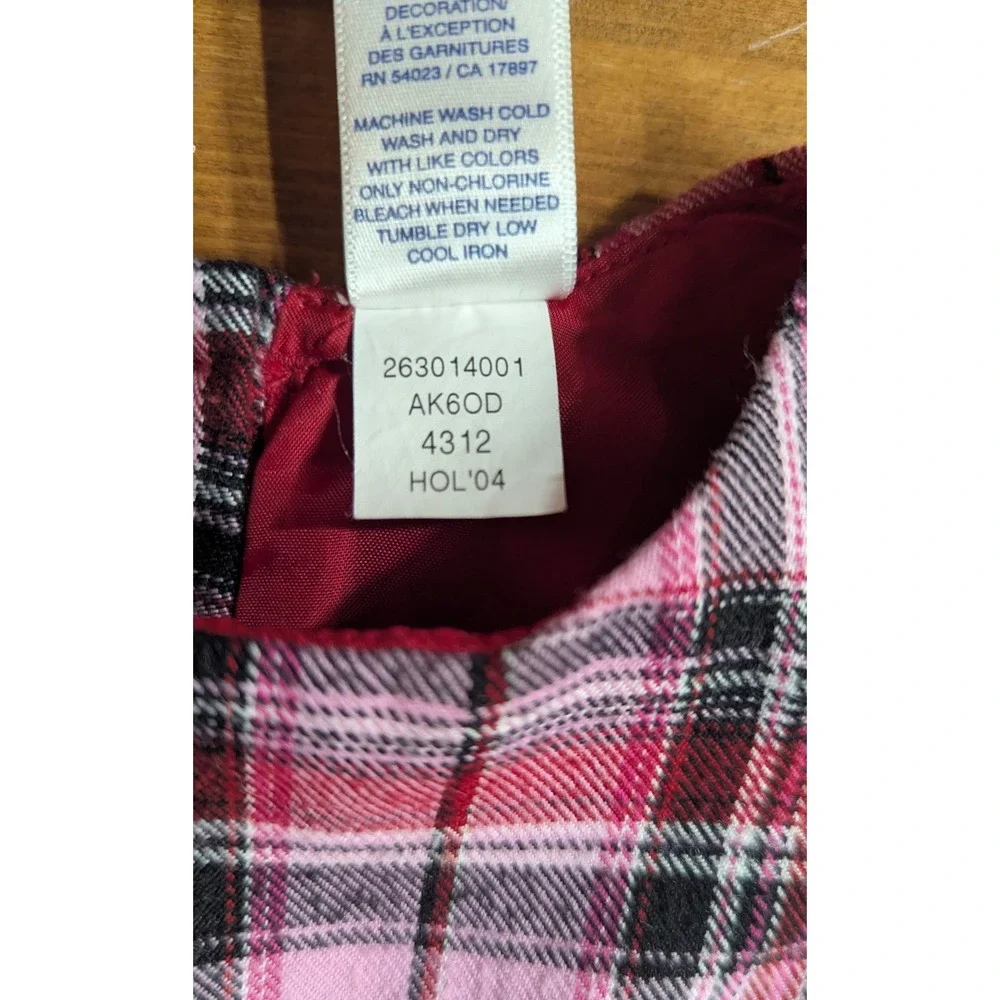 Old Navy 3-6 Month Girl Y2K Pleated Pink Plaid‎ Dress Button Up Back